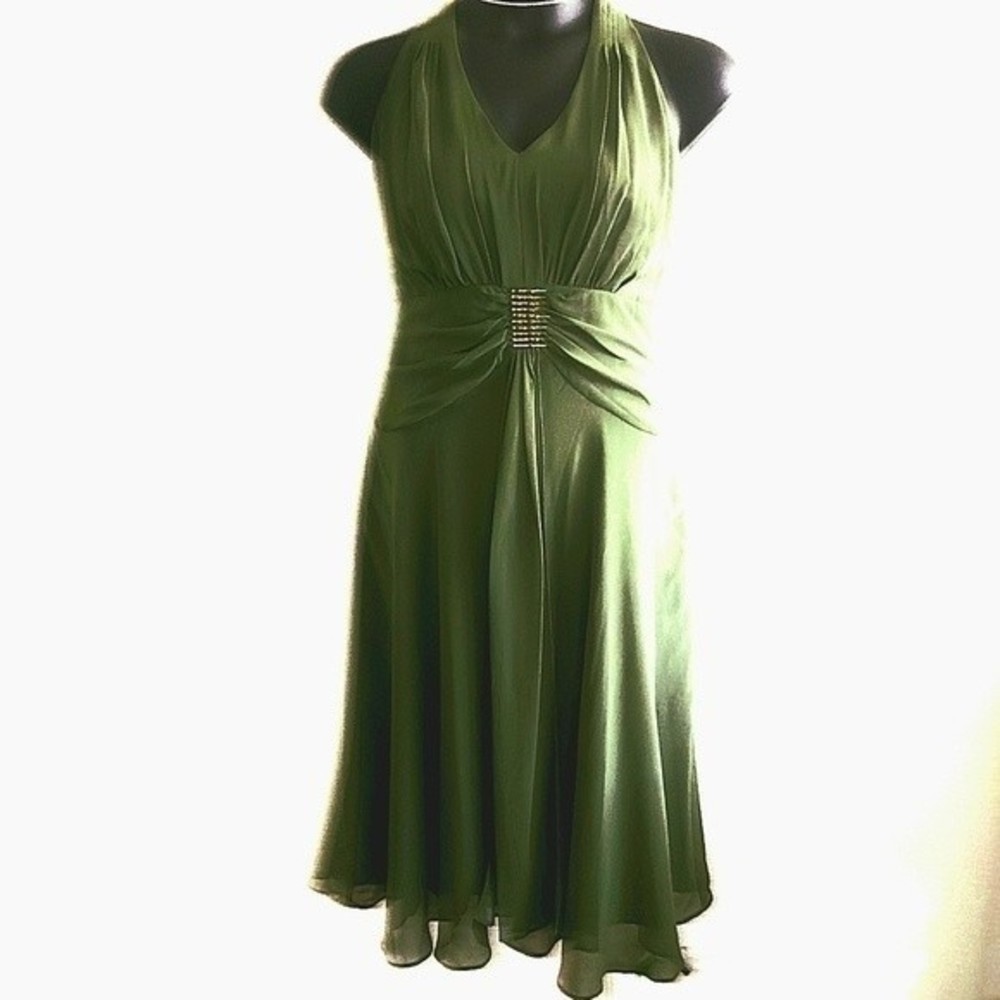 R&M RICHARDS Formal Overlay Dress Green Dress Plus Size 16